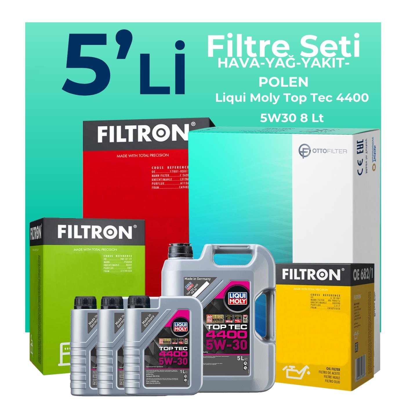 filtron-renault-master-2-3-dizel-filtre-bakim-seti-liqui-moly-motor-yagli-2011-2021-5-li-126385 Filtron Renault Master 2.3 Dizel Filtre Bakım Seti Liqui Moly Motor Yağlı (2011-2021) 5 Li - Görsel 1