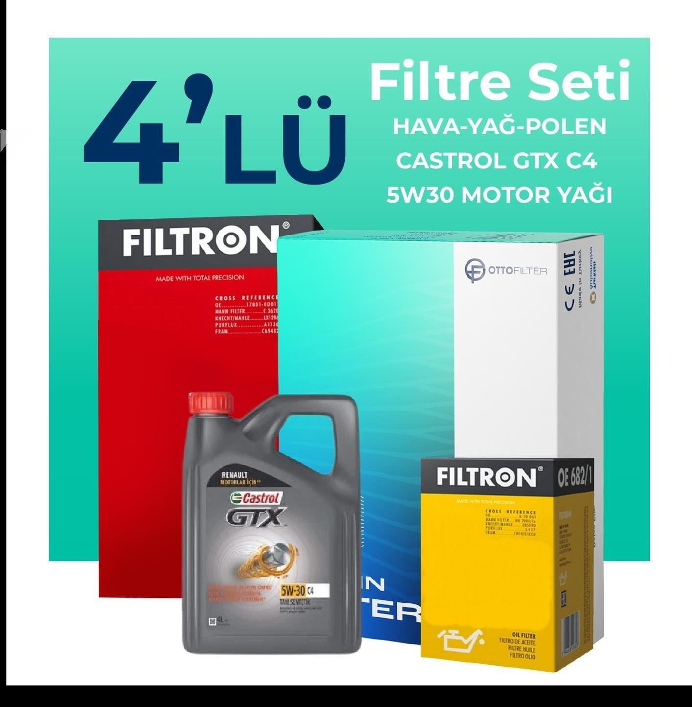 filtron-renault-symbol-1-0-benzin-sce-filtre-bakim-seti-castrol-motor-yagli-2017-2021-4-lu-58807 Filtron Renault Symbol 1.0 Benzin SCe Filtre Bakım Seti Castrol Motor Yağlı (2017-2021) 4 Lü - Görsel 1