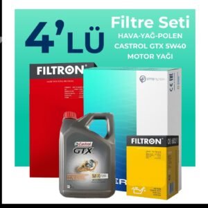 Filtron Renault Symbol 1.2 Benzin Filtre Bakım Seti Castrol Motor Yağlı (2014-2021) 4 Lü