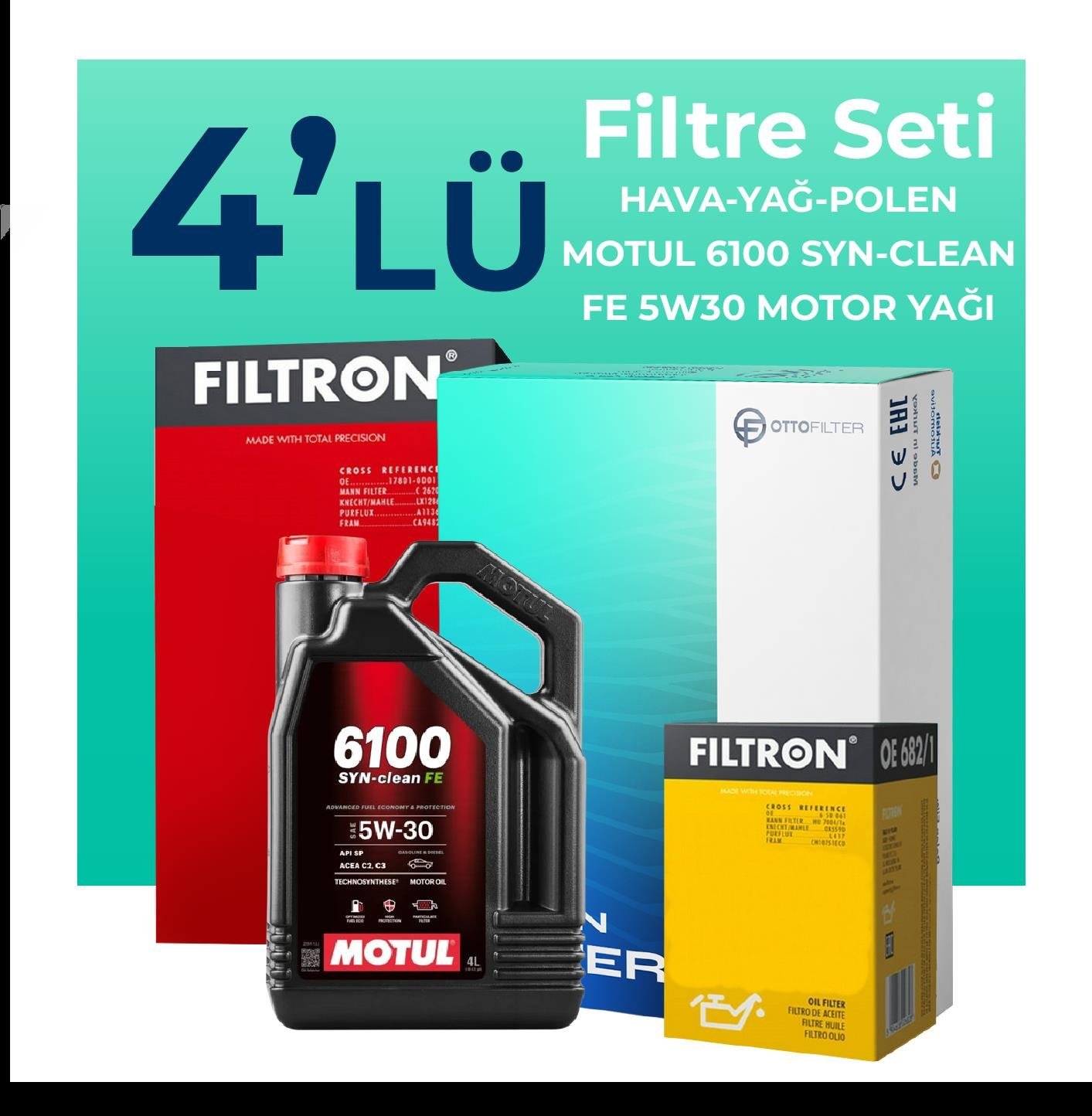 filtron-skoda-fabia-1-4-dizel-filtre-bakim-seti-motul-motor-yagli-2015-2017-4-lu-67169 Filtron Skoda Fabia 1.4 Dizel Filtre Bakım Seti Motul Motor Yağlı (2015-2017) 4 Lü - Görsel 1