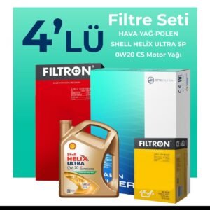 Filtron Skoda Octavia 1.0 Benzinli E-Tec Filtre Bakım Seti Shell Motor Yağlı (2020-2024) 4 Lü