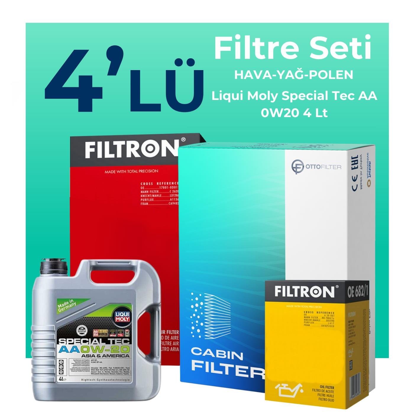 filtron-toyota-c-hr-1-2-filtre-bakim-seti-liqui-moly-motor-yagli-2016-2020-4-lu-121963 Filtron Toyota C-HR 1.2 Filtre Bakım Seti Liqui Moly Motor Yağlı (2016-2020) 4 Lü - Görsel 1