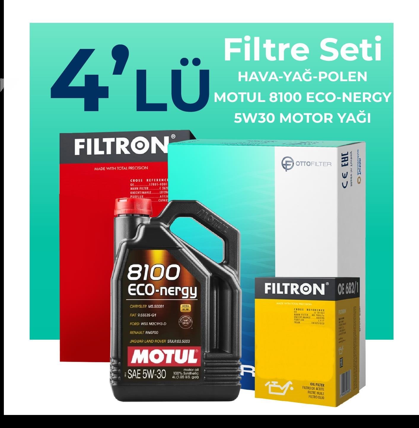 filtron-volkswagen-cc-1-4-tsi-filtre-bakim-seti-motul-motor-yagli-2013-2015-4-lu-65437 Filtron Volkswagen CC 1.4 TSi Filtre Bakım Seti Motul Motor Yağlı (2013-2015) 4 Lü - Görsel 1