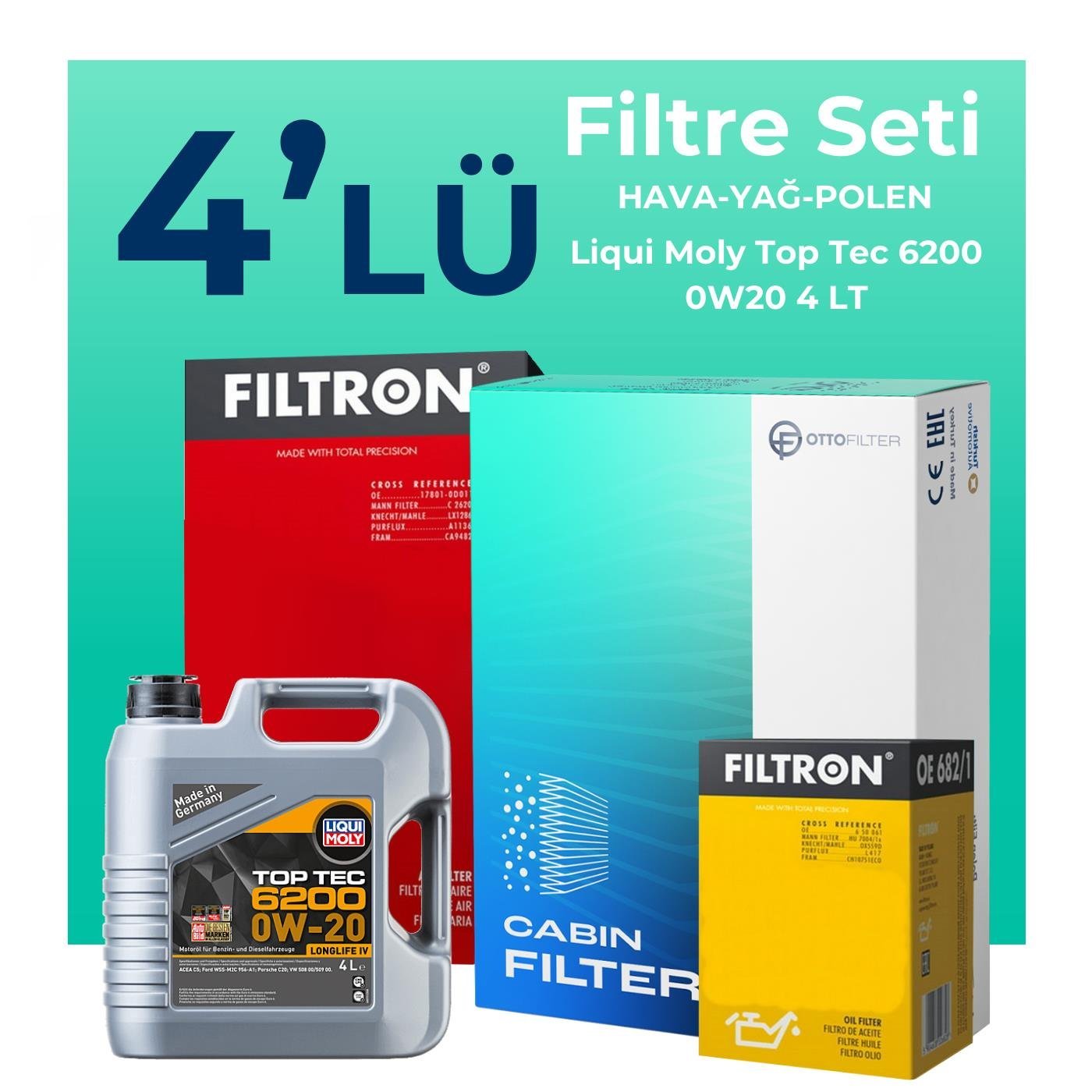filtron-volkswagen-golf-1-0-tsi-filtre-bakim-seti-liqui-moly-motor-yagli-2017-2019-4-lu-121725 Filtron Volkswagen Golf 1.0 TSi Filtre Bakım Seti Liqui Moly Motor Yağlı (2017-2019) 4 Lü - Görsel 1