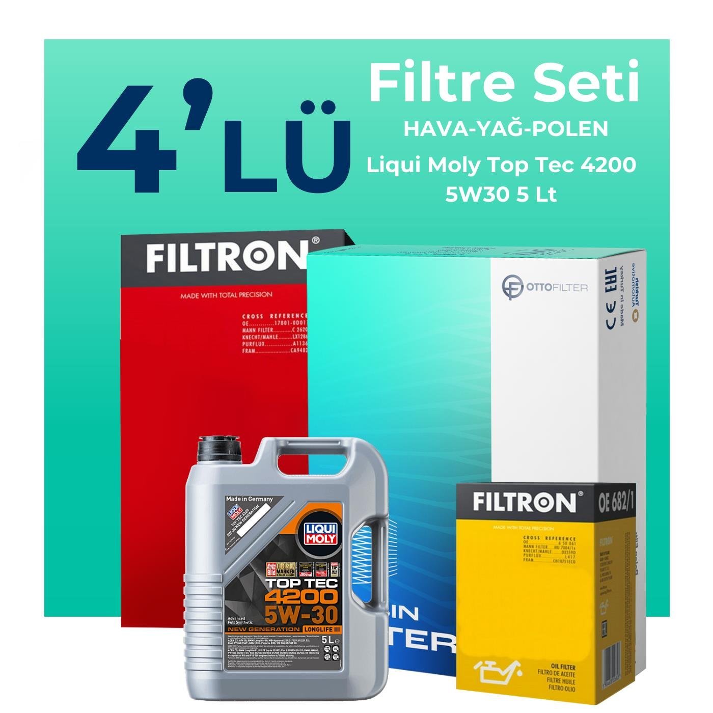 filtron-volkswagen-golf-1-6-dizel-filtre-bakim-seti-liqui-moly-motor-yagli-2013-2020-4-lu-127655 Filtron Volkswagen Golf 1.6 Dizel Filtre Bakım Seti Liqui Moly Motor Yağlı (2013-2020) 4 Lü - Görsel 1