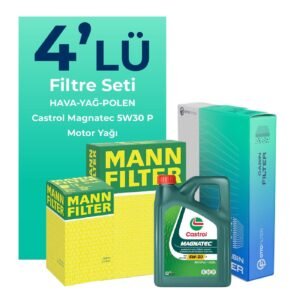 MANN Citroen C3 1.2 Turbo Benzinli Filtre Bakım Seti Castrol Motor Yağlı (2016-2023) 4 Lü