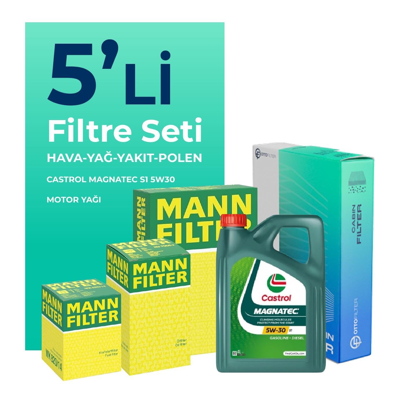 mann-fiat-doblo-1-3-dizel-filtre-bakim-seti-castrol-motor-yagli-euro-5-2015-2021-5-li-61036 MANN Fiat Doblo 1.3 Dizel Filtre Bakım Seti Castrol Motor Yağlı EURO 5 (2015-2021) 5 Li - Görsel 1