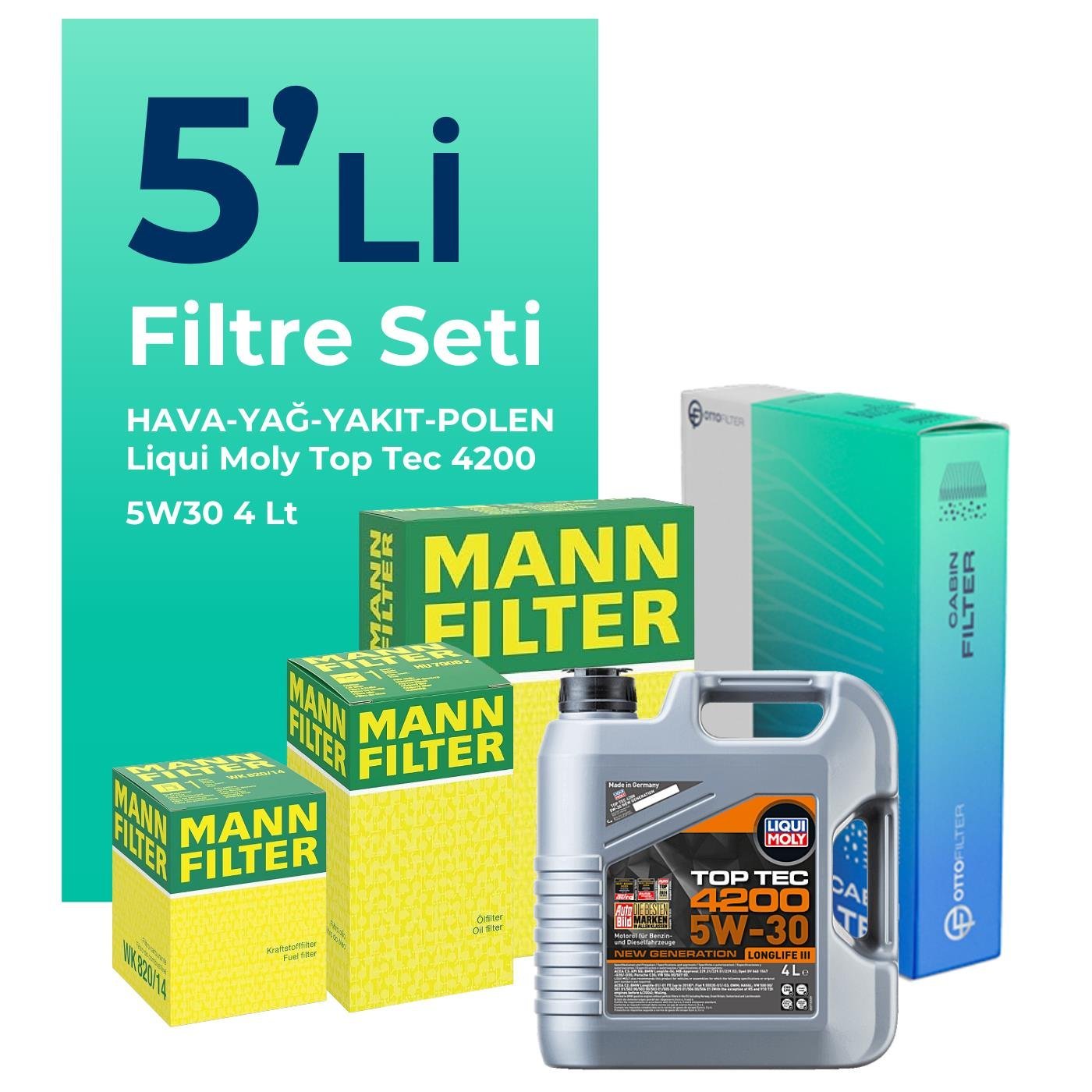 mann-fiat-doblo-1-3-dizel-filtre-bakim-seti-liqui-moly-motor-yagli-2001-2010-5-li-126077 MANN Fiat Doblo 1.3 Dizel Filtre Bakım Seti Liqui Moly Motor Yağlı (2001-2010) 5 Li - Görsel 1