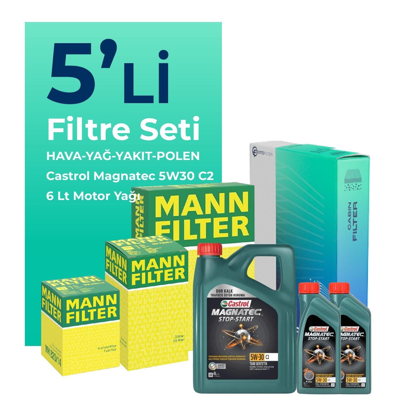 mann-ford-mondeo-2-0-dizel-filtre-bakim-seti-castrol-motor-yagli-2008-2014-5-li-107724 MANN Ford Mondeo 2.0 Dizel Filtre Bakım Seti Castrol Motor Yağlı (2008-2014) 5 Li - Görsel 1