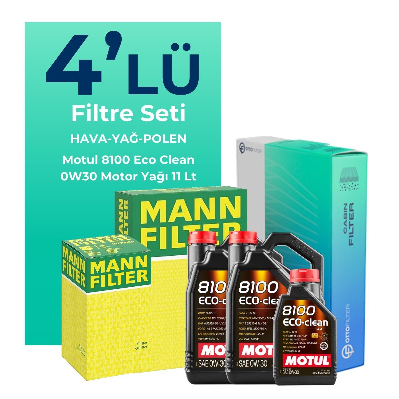 mann-ford-transit-v363-2-0-dizel-filtre-bakim-seti-motul-motor-yagli-2014-2024-4-lu-120065 MANN Ford Transit V363 2.0 Dizel Filtre Bakım Seti Motul Motor Yağlı (2014-2024) 4 Lü - Görsel 1