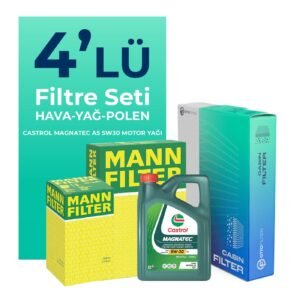 MANN Honda Jazz 1.3 Benzin Filtre Bakım Seti Castrol Motor Yağlı (2015-2020) 4 Lü