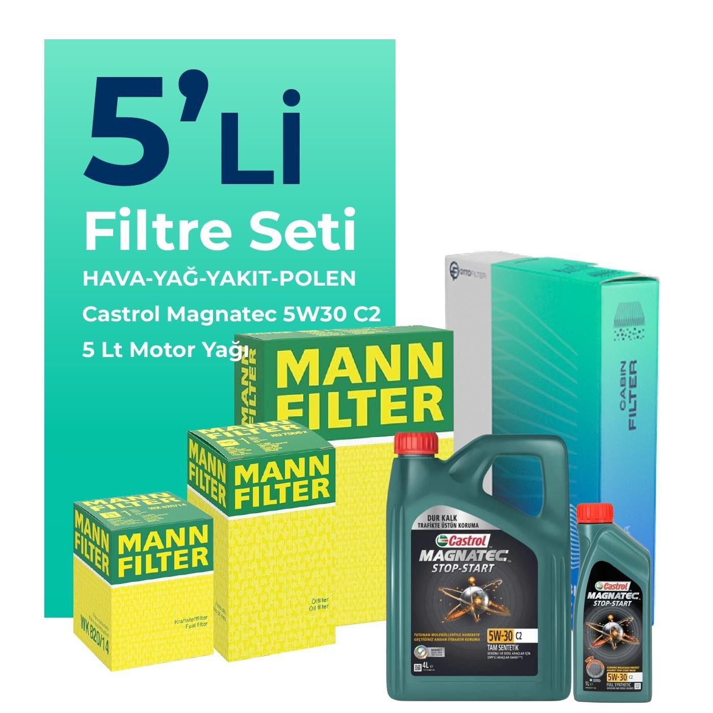 mann-kia-soul-1-6-dizel-filtre-bakim-seti-castrol-motor-yagli-2015-2018-5-li-108026 MANN Kia Soul 1.6 Dizel Filtre Bakım Seti Castrol Motor Yağlı (2015-2018) 5 Li - Görsel 1