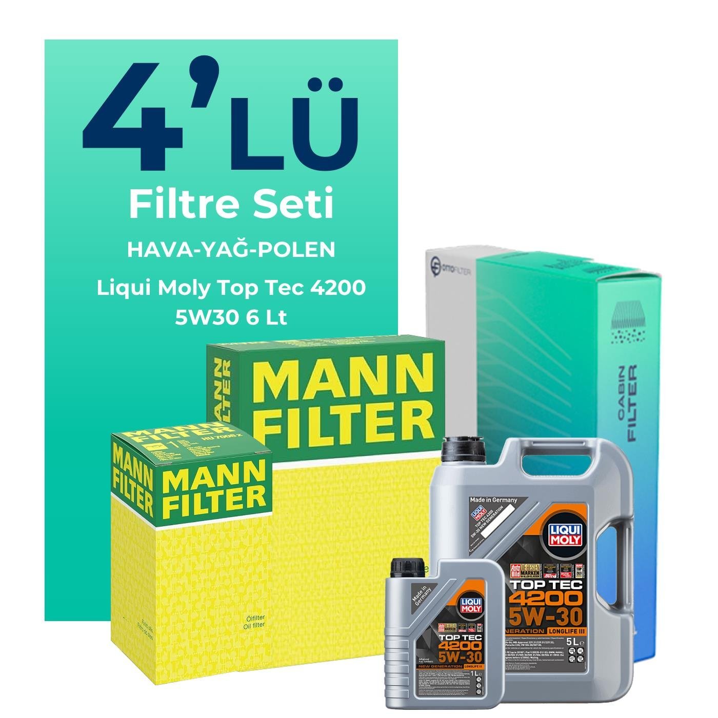 mann-mercedes-c180-kompresor-1-8-benzin-filtre-bakim-seti-liqui-moly-motor-yagli-2008-2014-4-lu-126650 MANN Mercedes C180 Kompresör 1.8 Benzin Filtre Bakım Seti Liqui Moly Motor Yağlı (2008-2014) 4 Lü - Görsel 1
