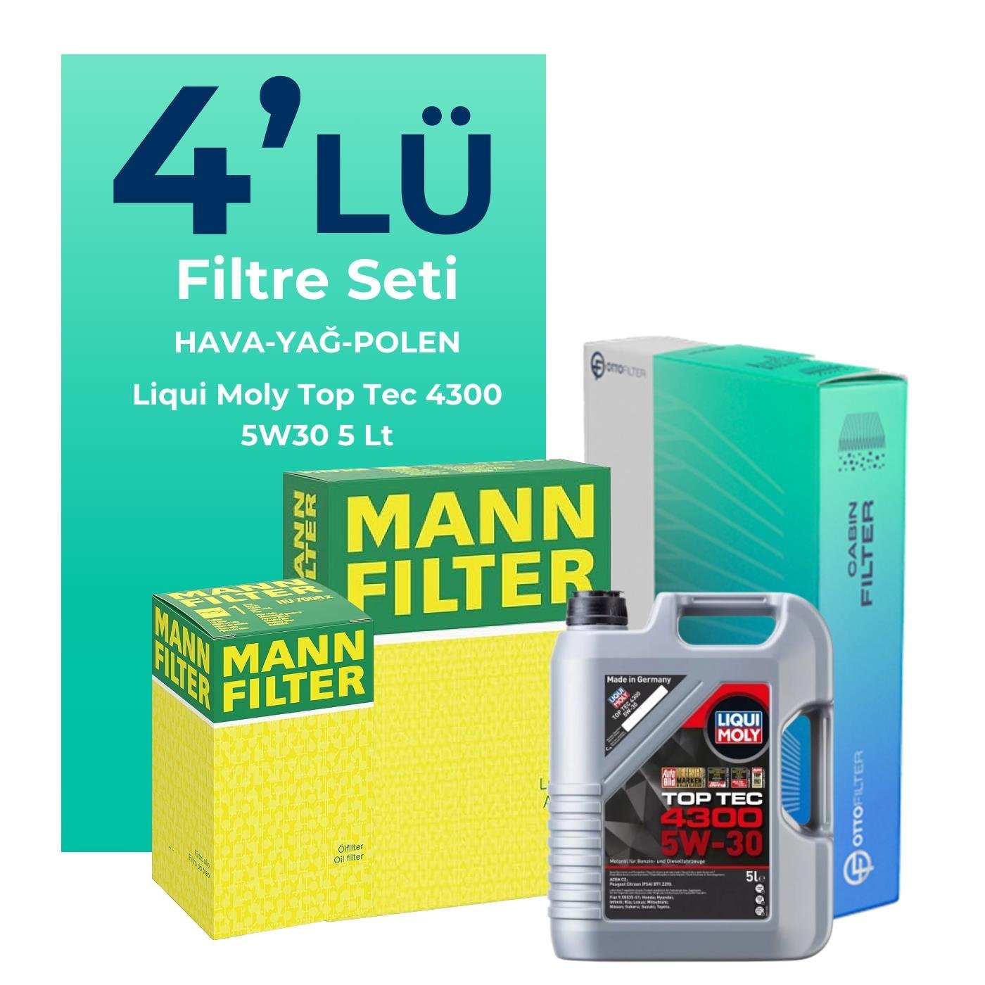 mann-mercedes-cla180-dizel-filtre-bakim-seti-liqui-moly-motor-yagli-2013-2018-4-lu-122260 MANN Mercedes CLA180 Dizel Filtre Bakım Seti Liqui Moly Motor Yağlı (2013-2018) 4 Lü - Görsel 1