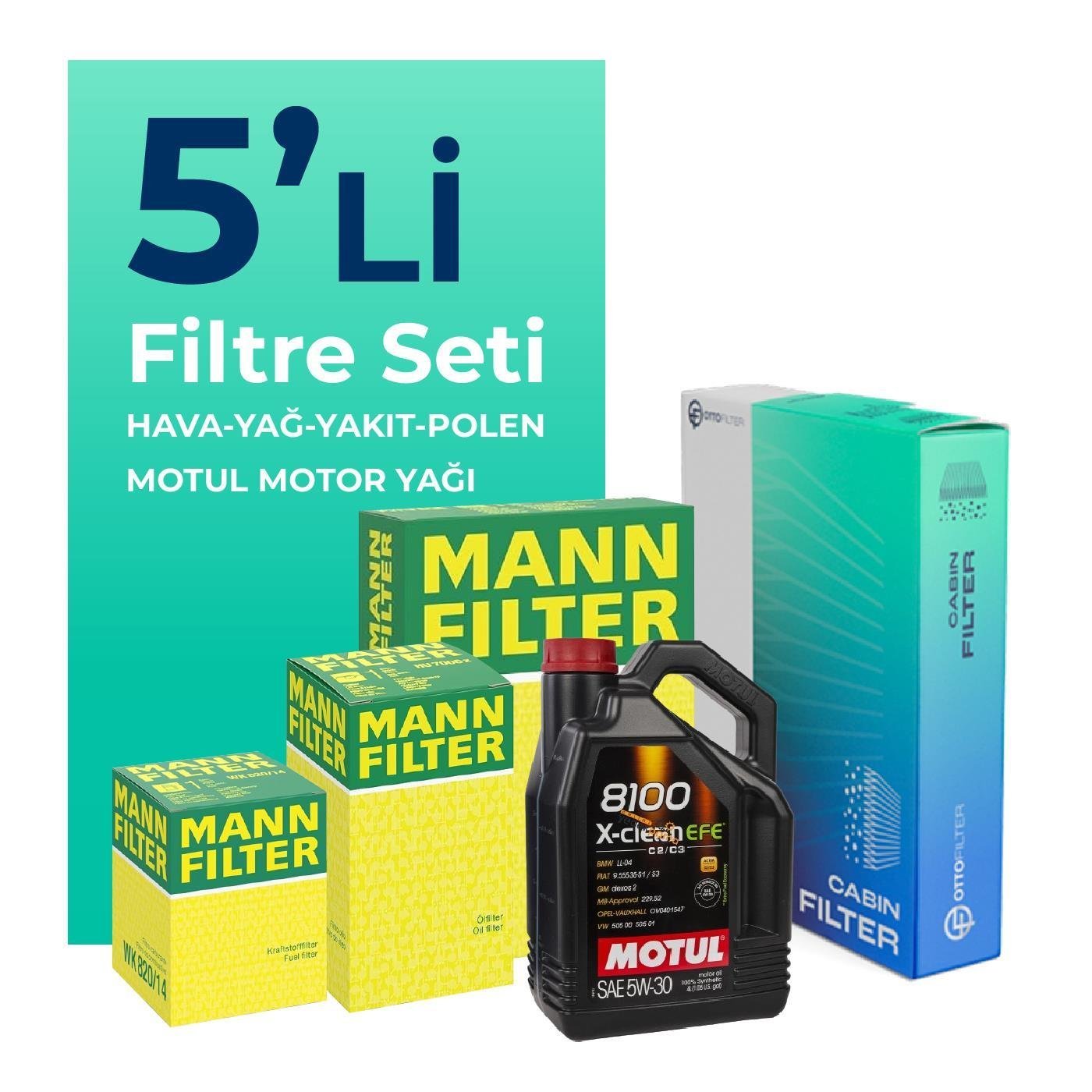 mann-mercedes-e220-dizel-filtre-bakim-seti-motul-motor-yagli-2018-2022-5-li-75674 MANN Mercedes E220 Dizel Filtre Bakım Seti Motul Motor Yağlı (2018-2022) 5 Li - Görsel 1