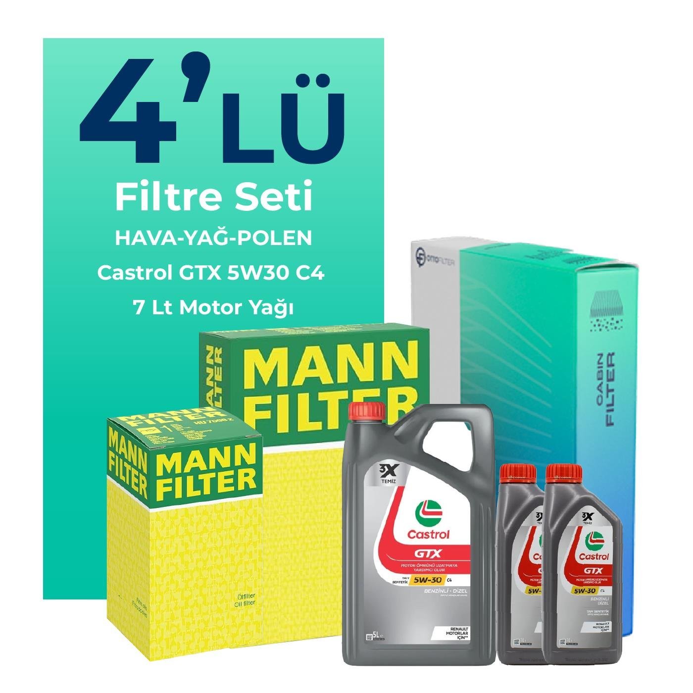 mann-nissan-navara-2-5-dizel-filtre-bakim-seti-castrol-motor-yagli-2006-2015-4-lu-108915 MANN Nissan Navara 2.5 Dizel Filtre Bakım Seti Castrol Motor Yağlı (2006-2015) 4 Lü - Görsel 1