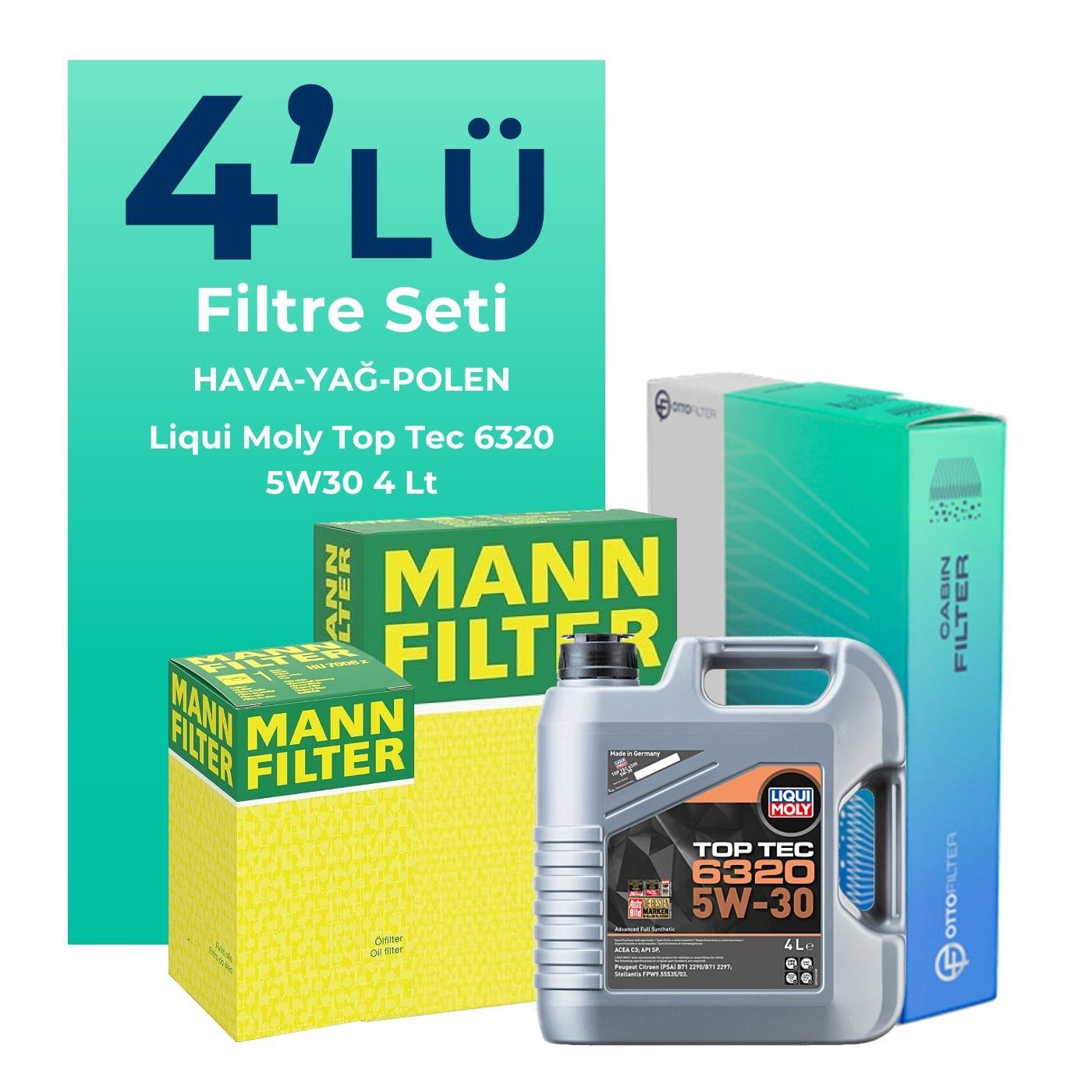 mann-opel-combo-1-5-dizel-filtre-bakim-seti-liqui-moly-motor-yagli-2018-2025-4-lu-122860 MANN Opel Combo 1.5 Dizel Filtre Bakım Seti Liqui Moly Motor Yağlı (2018-2025) 4 Lü - Görsel 1