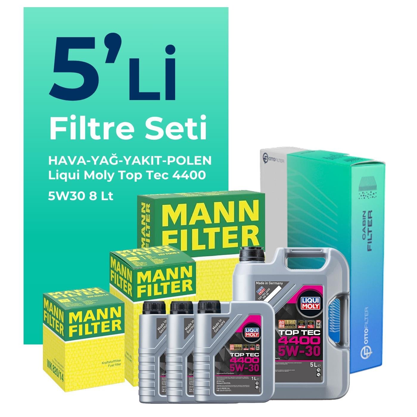 mann-renault-master-2-3-dizel-filtre-bakim-seti-liqui-moly-motor-yagli-2011-2021-5-li-126381 MANN Renault Master 2.3 Dizel Filtre Bakım Seti Liqui Moly Motor Yağlı (2011-2021) 5 Li - Görsel 1