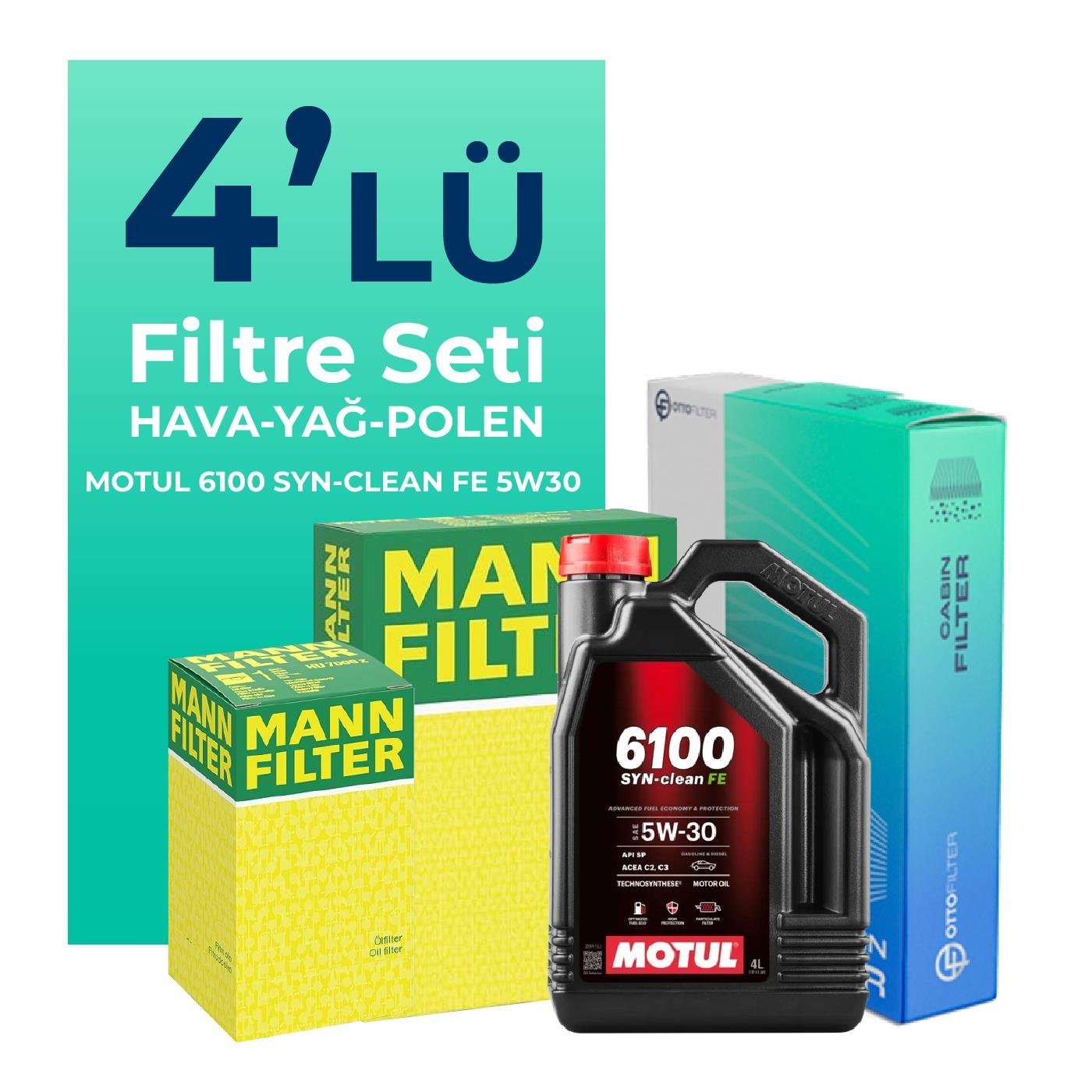 mann-toyota-yaris-1-4-dizel-filtre-bakim-seti-motul-motor-yagli-2009-2012-4-lu-64017 MANN Toyota Yaris 1.4 Dizel Filtre Bakım Seti Motul Motor Yağlı (2009-2012) 4 Lü - Görsel 1